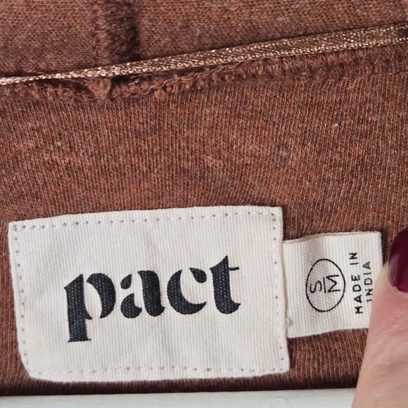 Pact Size S/M 100% Organic Cotton Open Front Airplane Cardigan Bake Clay Brown - Picture 9 of 10